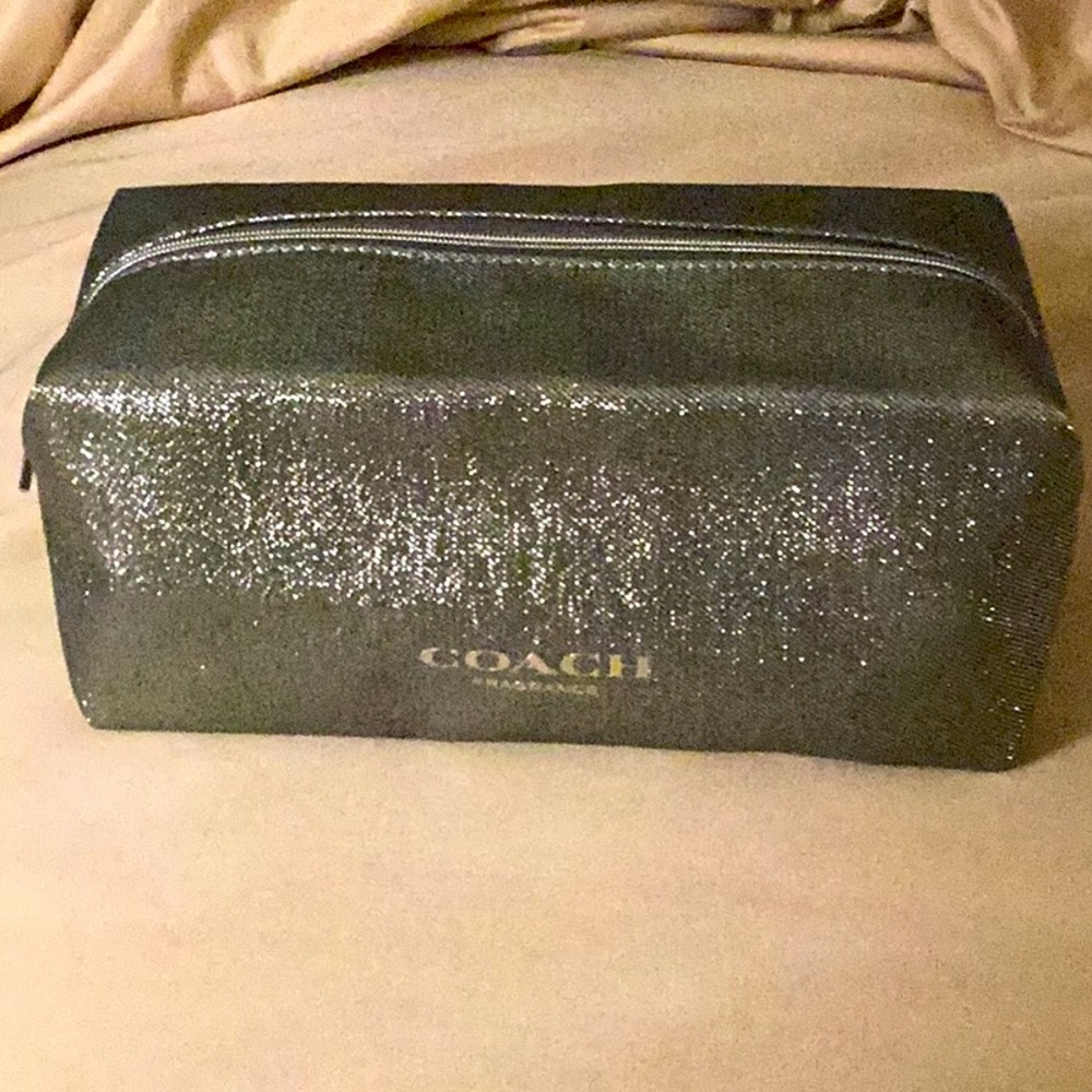 COACH TOILETRY POUCH SILVER NEW